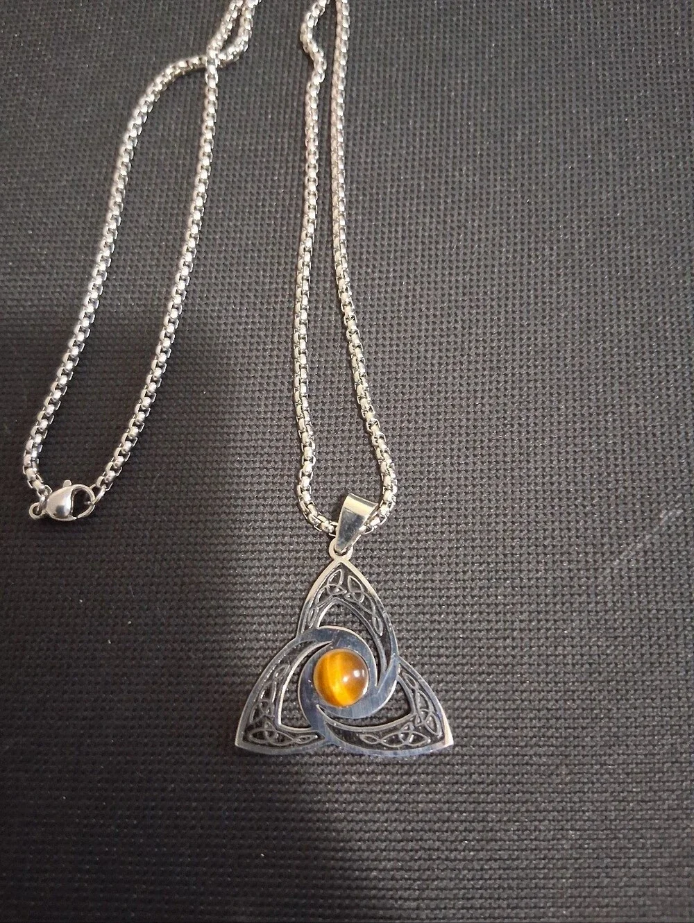 Celtic Trinity Knot Tiger Eye Necklace